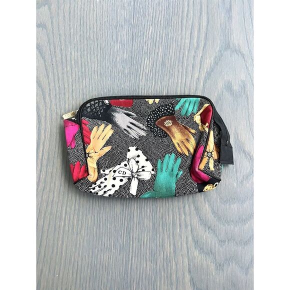 RARE Christian Dior Gloves‎ Print CD Logo Cosmetics Vanity Bag Vintage - Picture 4 of 6